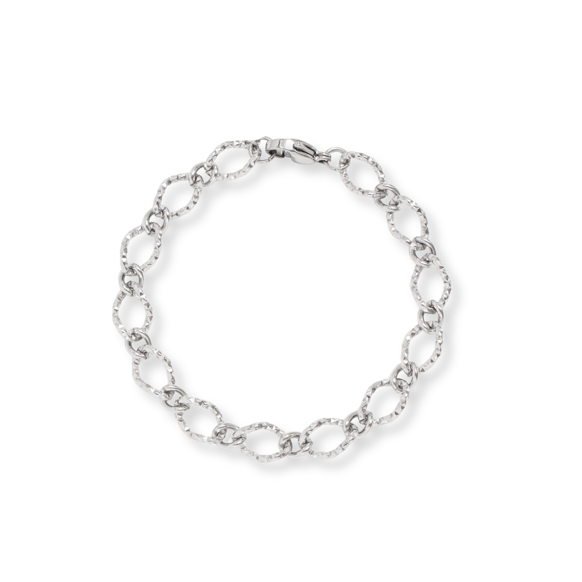 Silver Hammered Oval Bracelet