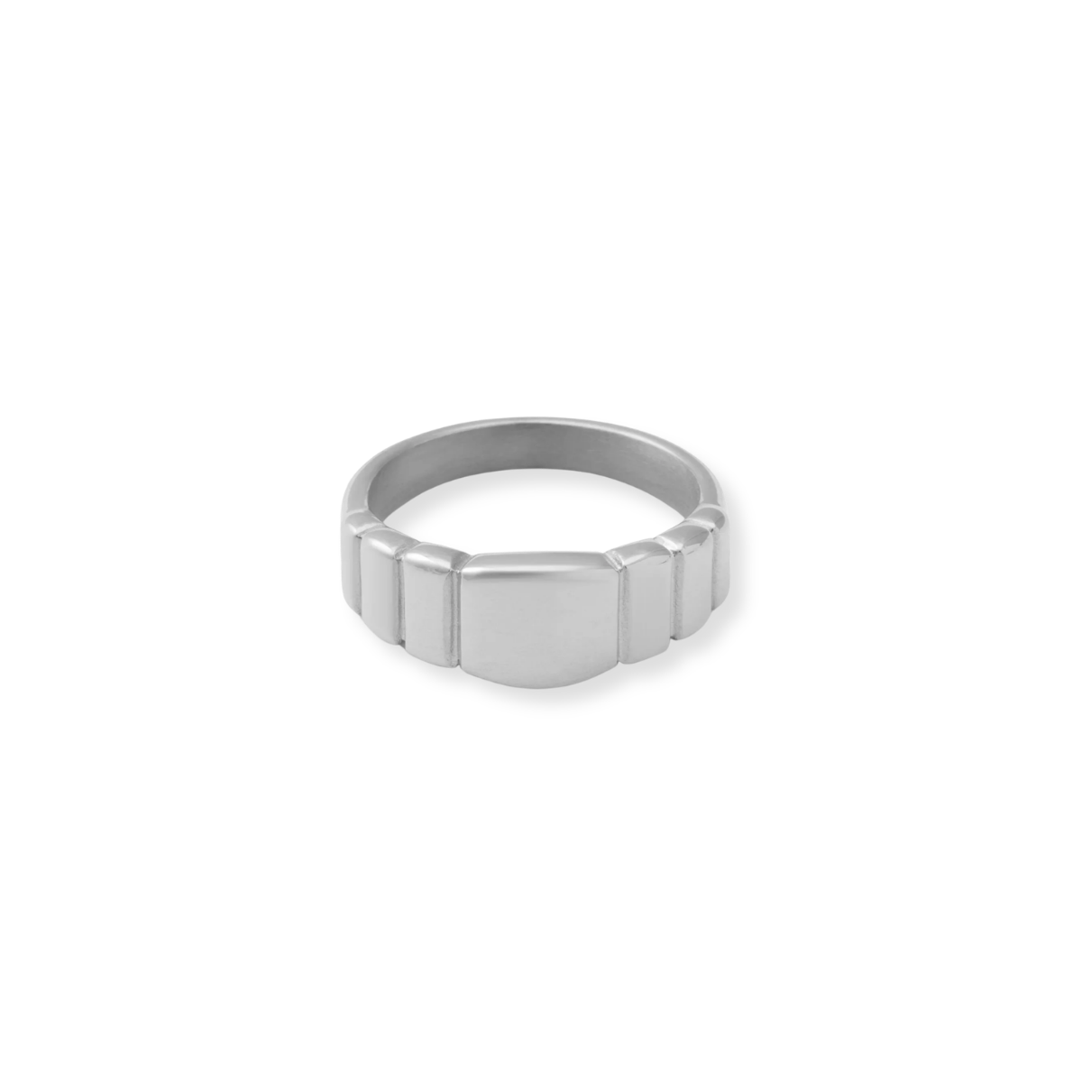 Silver Layered Signet Ring