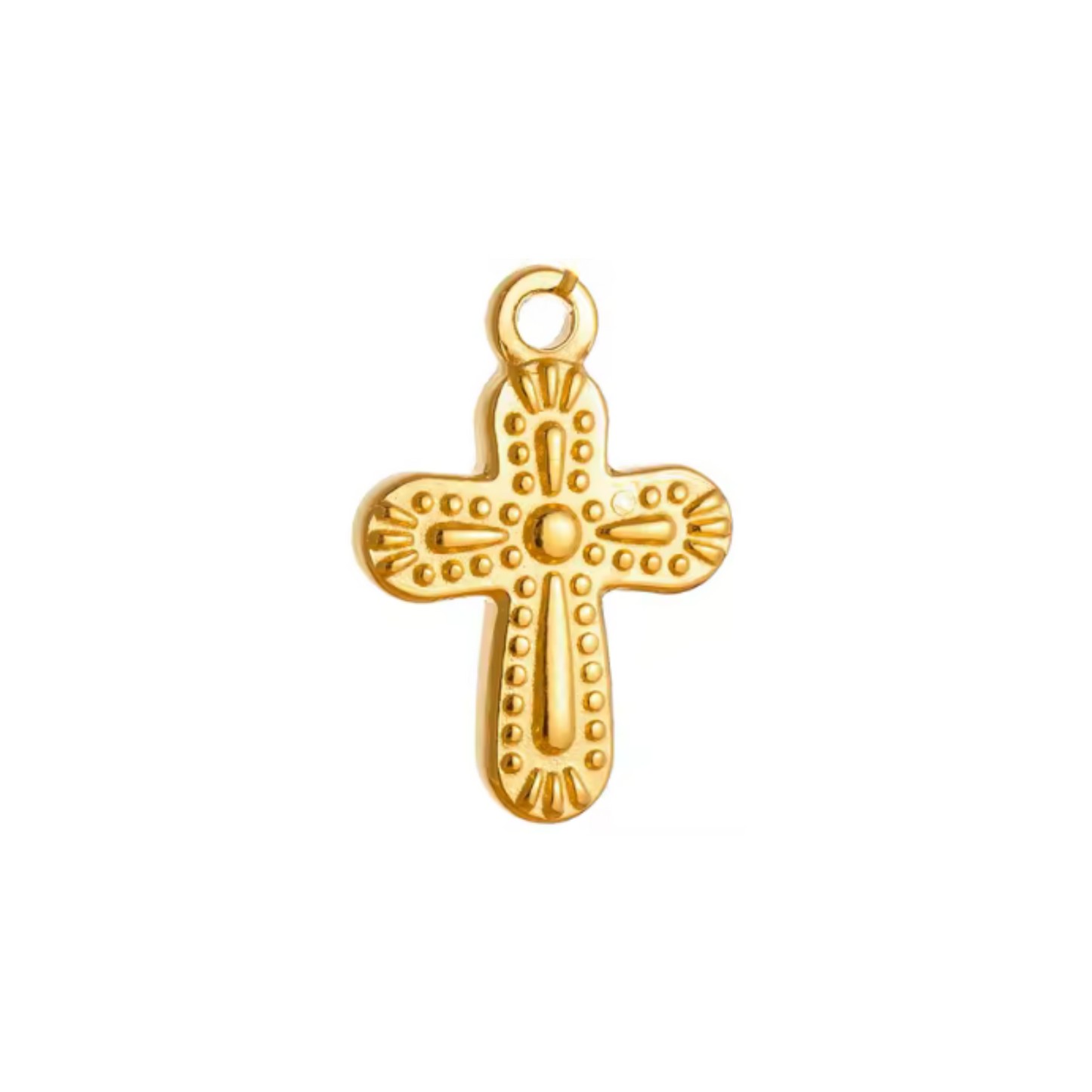Gold Dotted Cross Charm