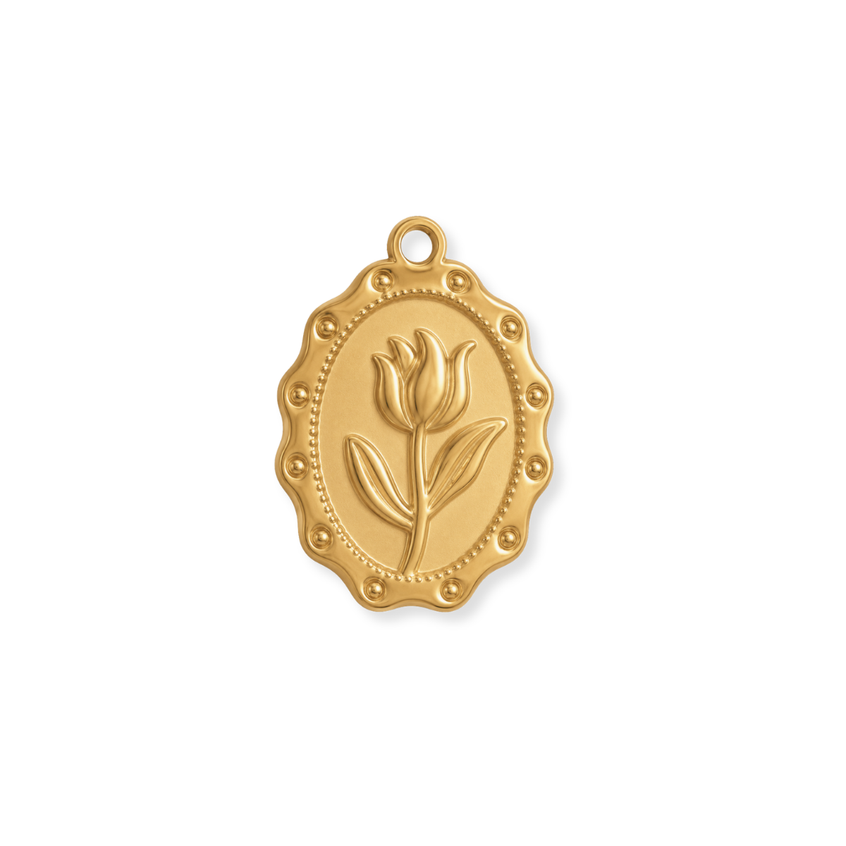 Oval Scallop Flower Charm