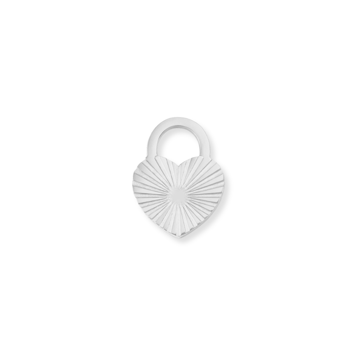 Ribbed Silver Heart Lock Charm