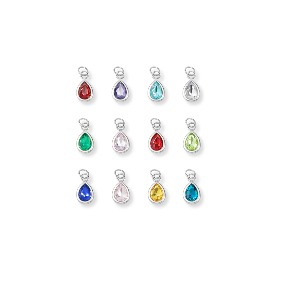 Silver Teardrop Birthstone Charm