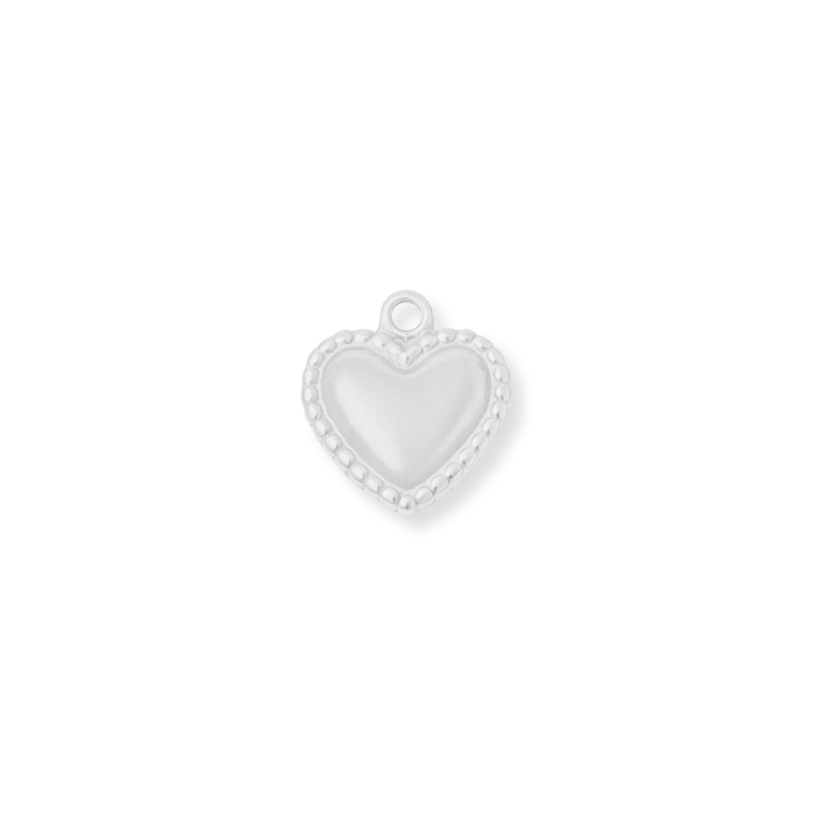 Small Bead Trim Silver Heart Charm