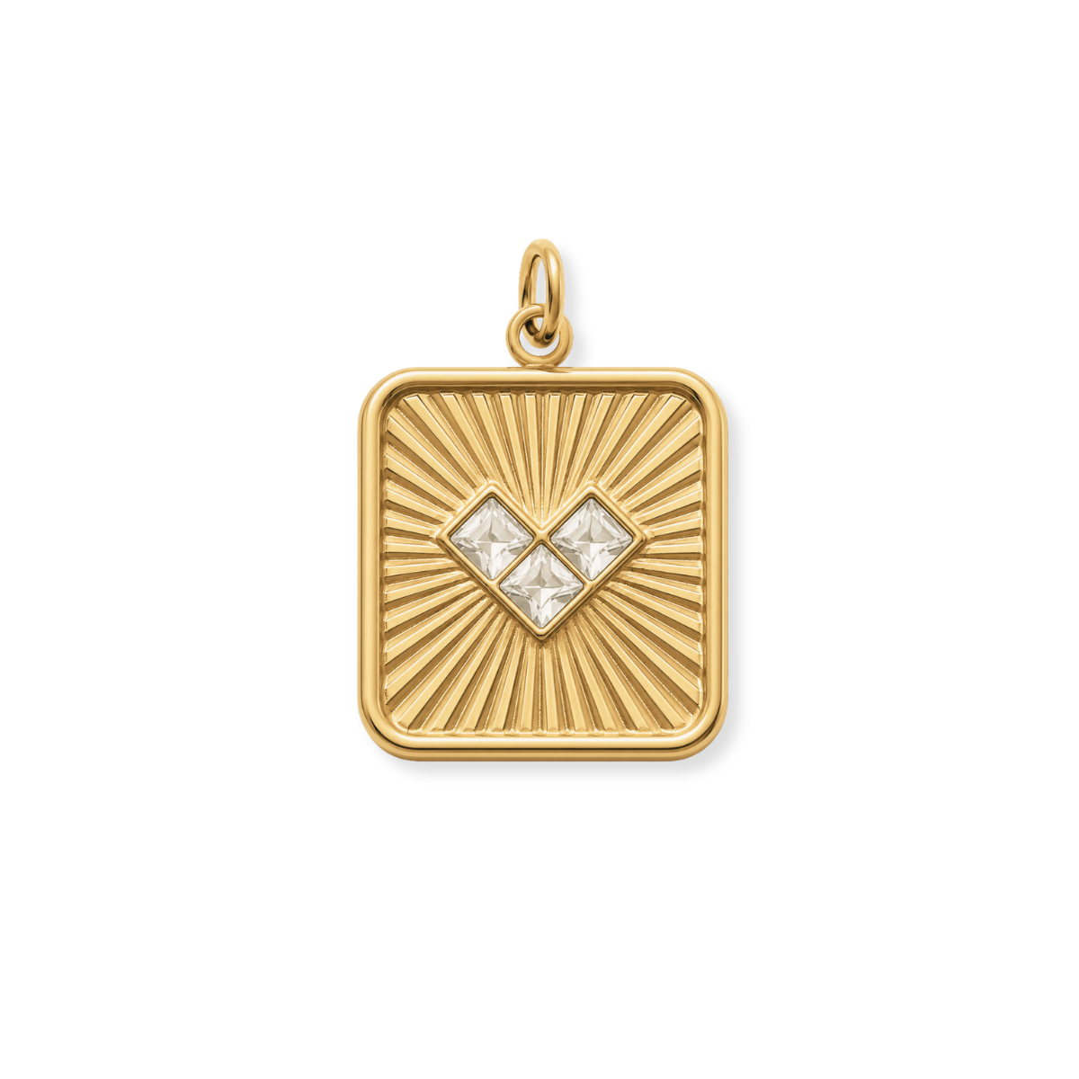 Square Gem Heart Charm