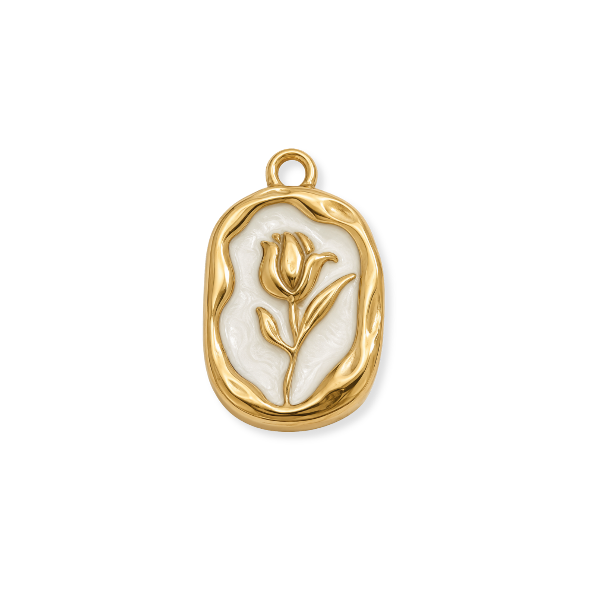 White Enamel Flower Charm