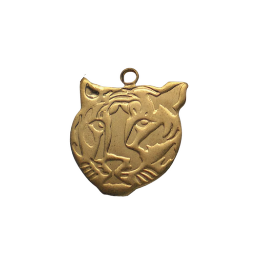 Brass Tiger Head Charm