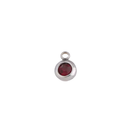 Silver Round Birthstone Charm