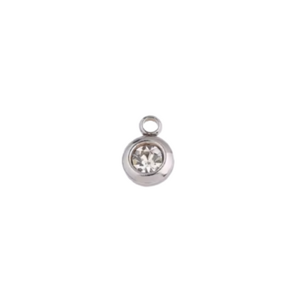 Silver Round Birthstone Charm