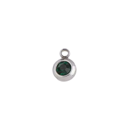 Silver Round Birthstone Charm
