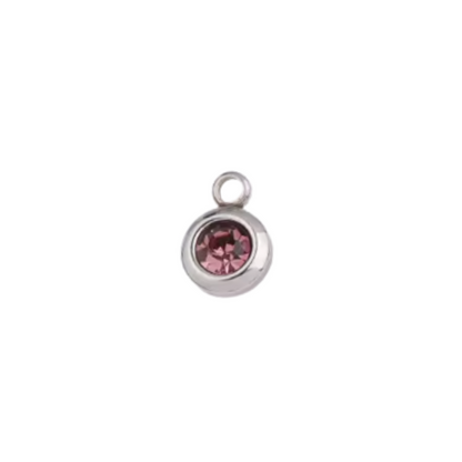 Silver Round Birthstone Charm