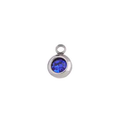 Silver Round Birthstone Charm