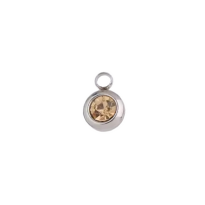 Silver Round Birthstone Charm