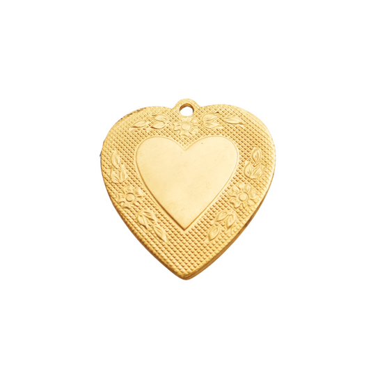 Large Brass Doily Heart Charm