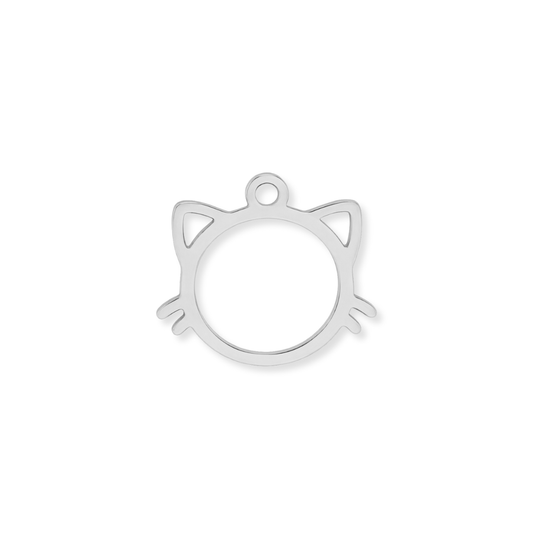 Silver Cat Head Charm