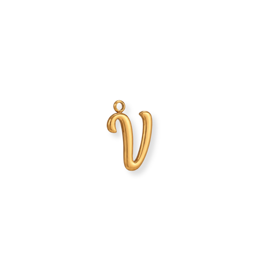 Cursive Letter V Charm