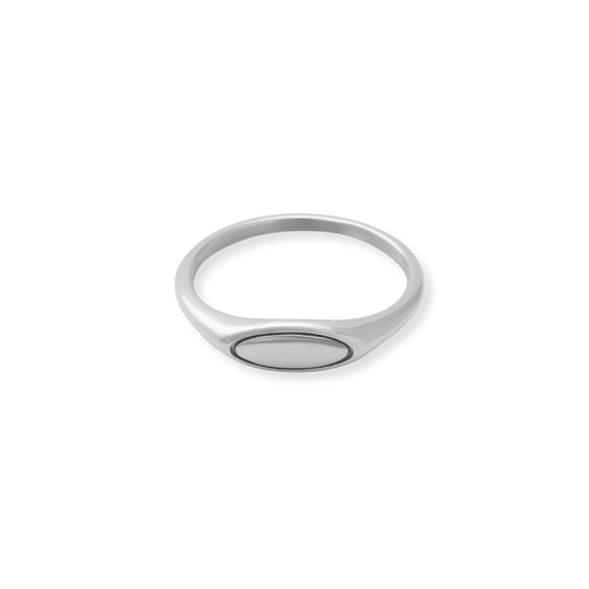 Silver Dainty Oval Signet Ring