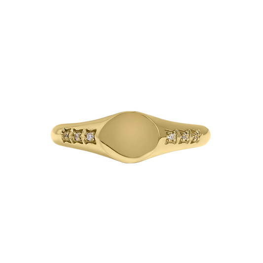 Round Gem Signet Ring