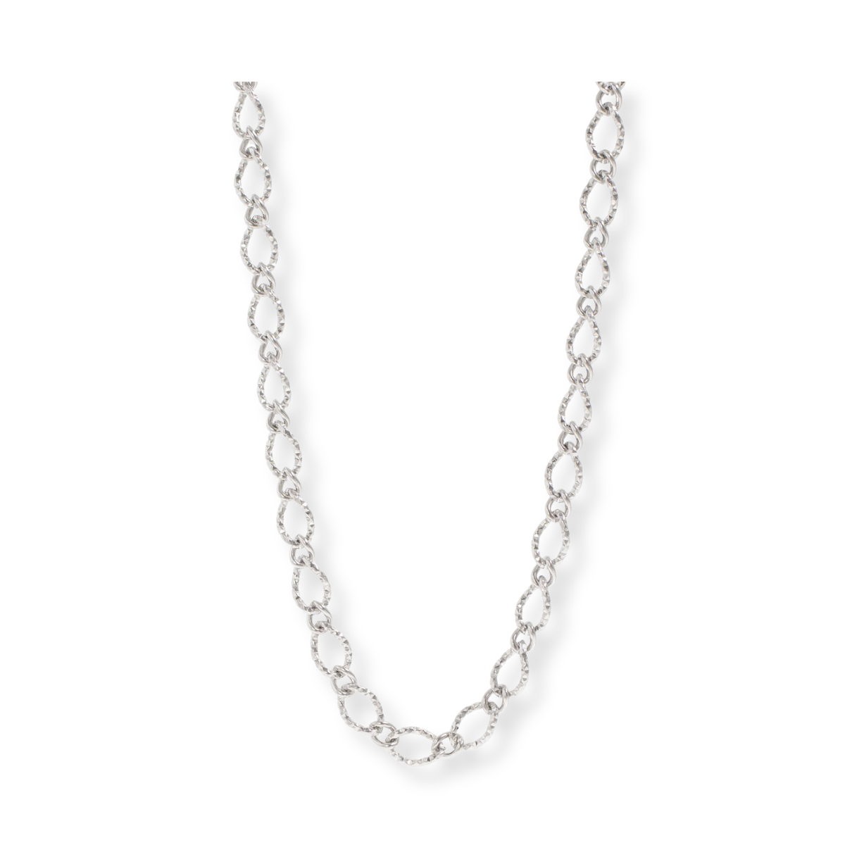 Silver Hammered Oval Necklace