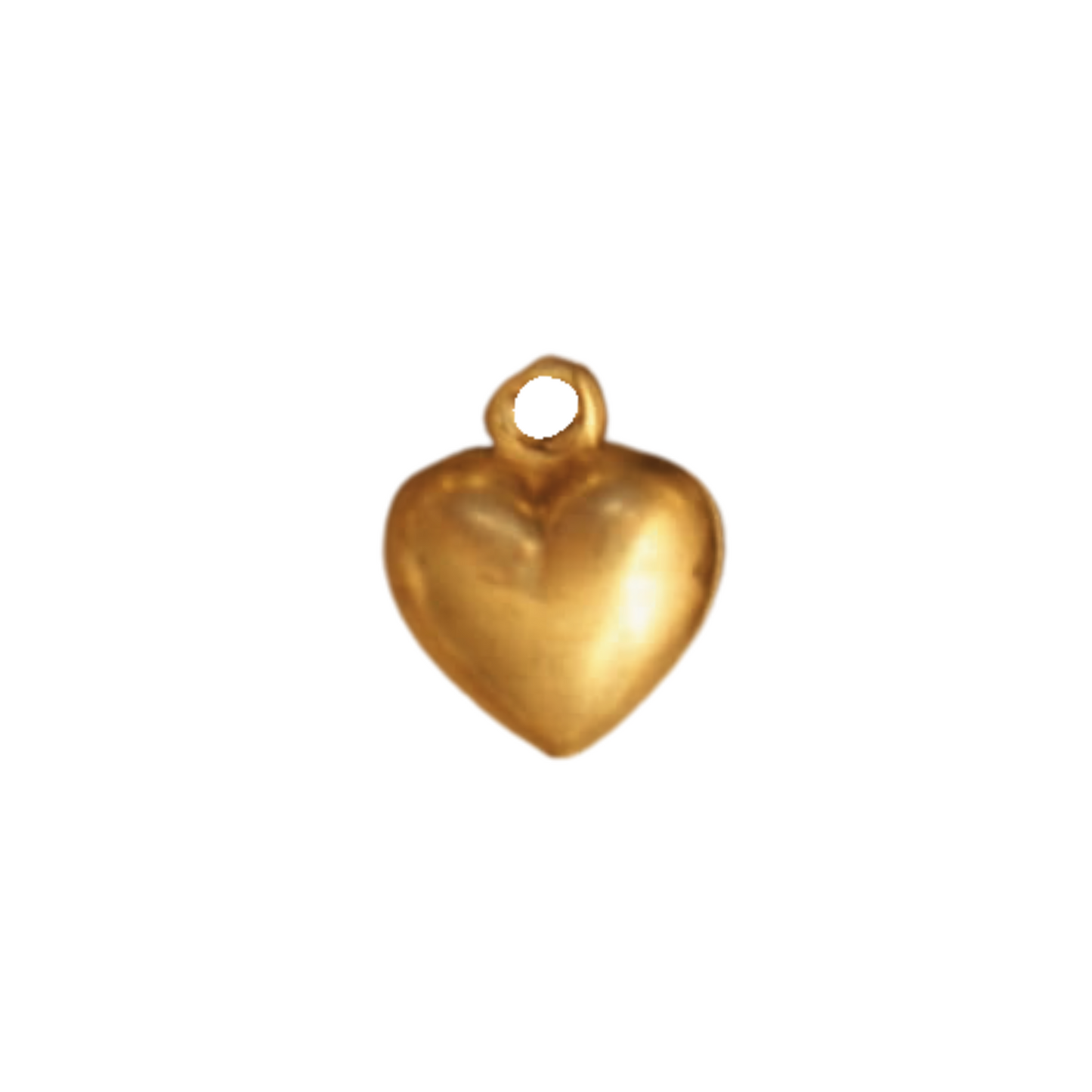 Raw Brass Puffy Heart Charm