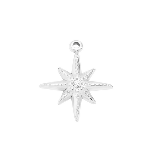 Silver Studded Compass Charm