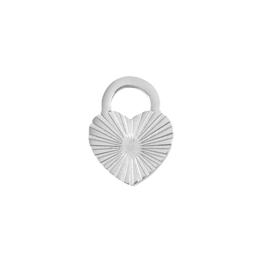 Silver Sunburst Heart Lock Charm