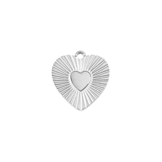 Silver Inlay Heart Charm