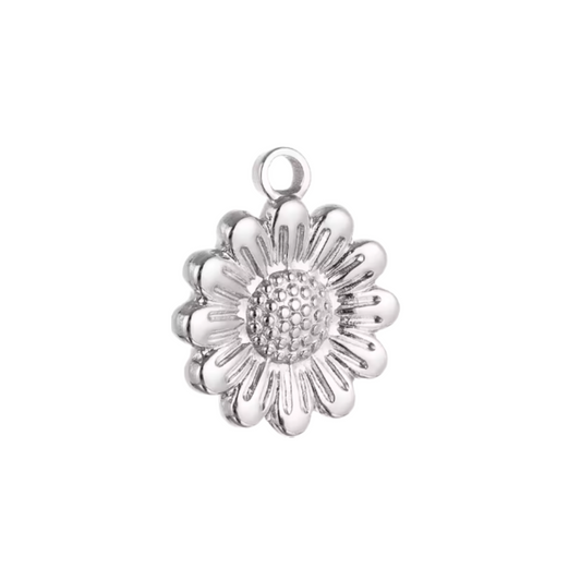 Silver Large Flower Charm
