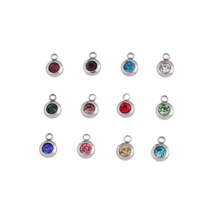 Silver Round Birthstone Charm