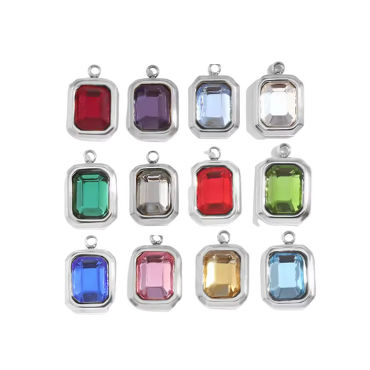 Silver Rectangle Birthstone