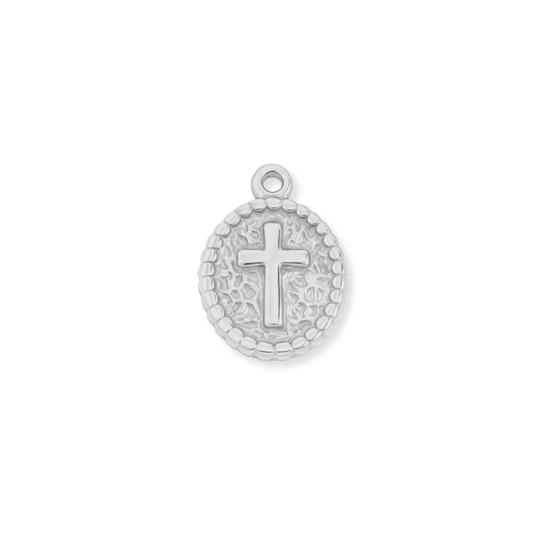 Silver Oval Cross Charm