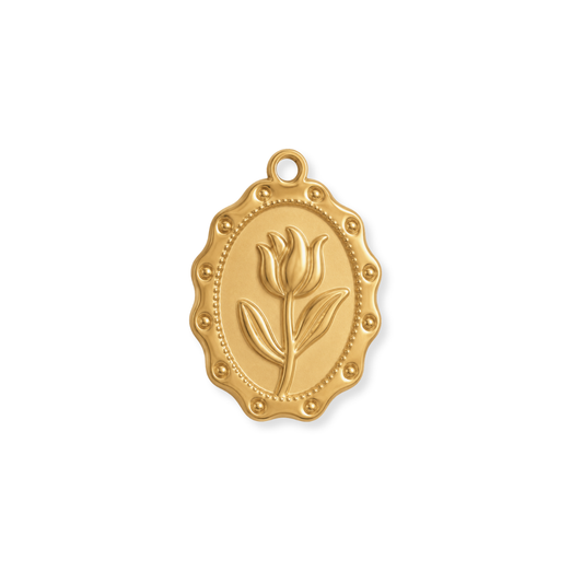 Oval Scallop Flower Charm