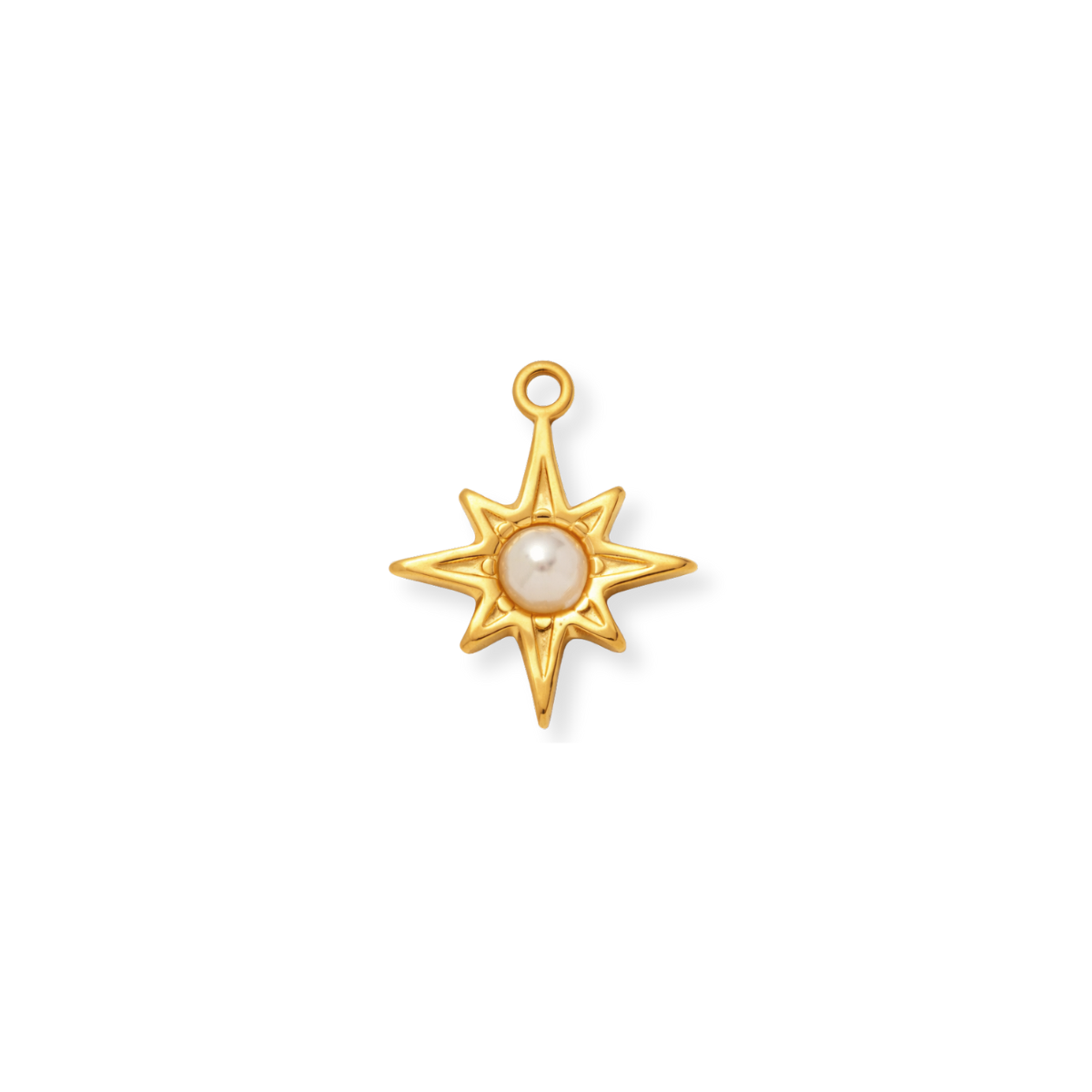 Pearl Compass Star Charm
