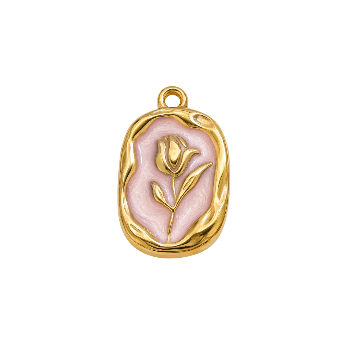 Pink Enamel Flower Charm