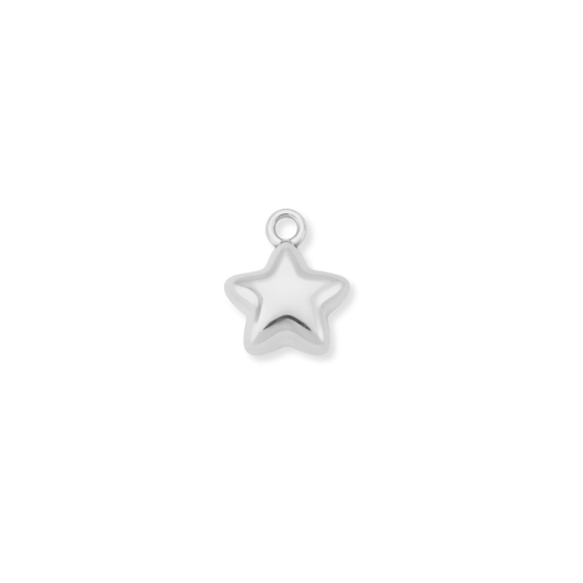 Silver Puffy Star Charm