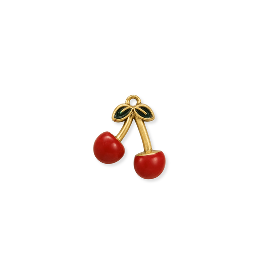 Red Enamel Cherry Charm