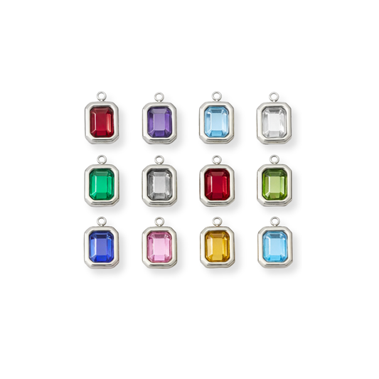 Silver Rectangle Birthstone