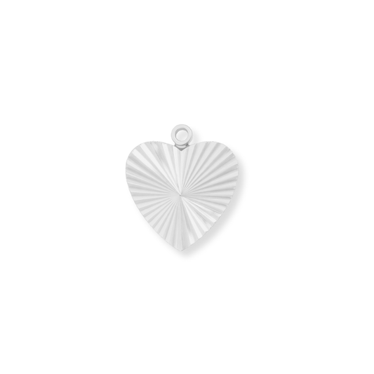 Silver Sunburst Heart Charm