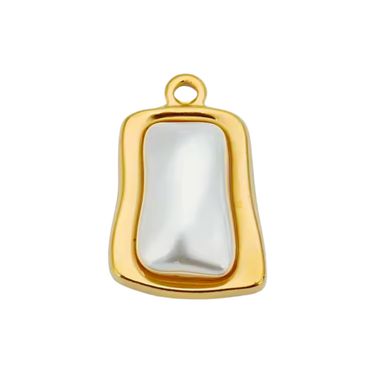 Gold Frame Pearl Charm