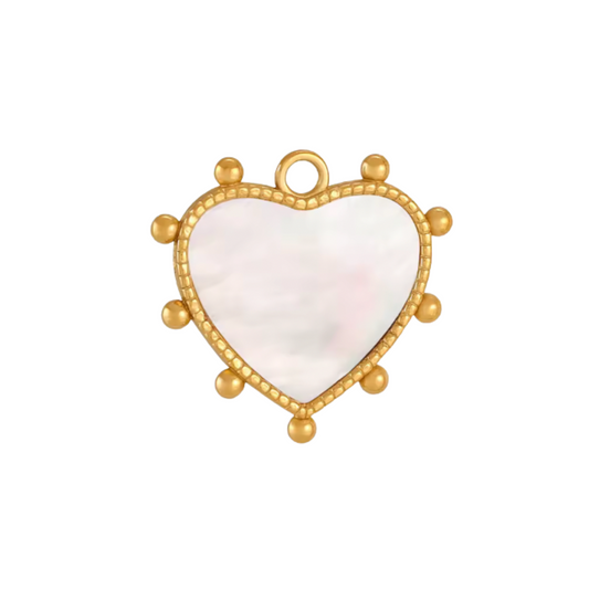 White Iridescent Heart Charm