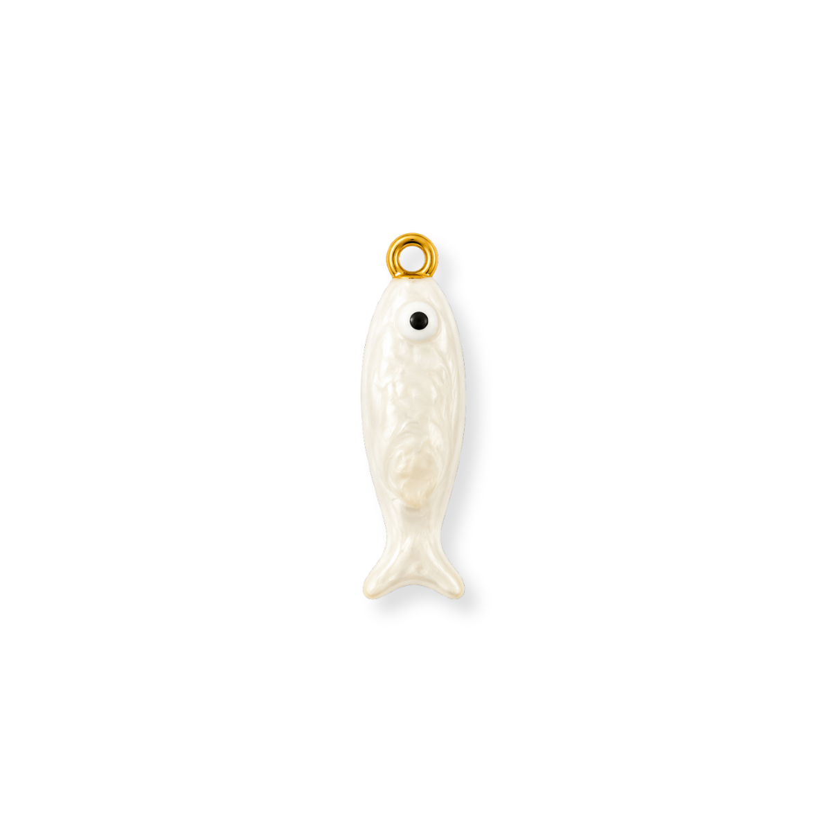 White Enamel Fish Charm