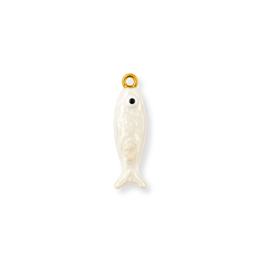 White Enamel Fish Charm