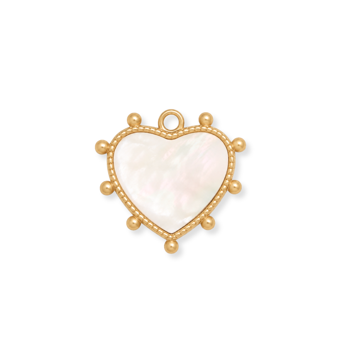 White Iridescent Heart Charm