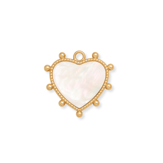 White Iridescent Heart Charm
